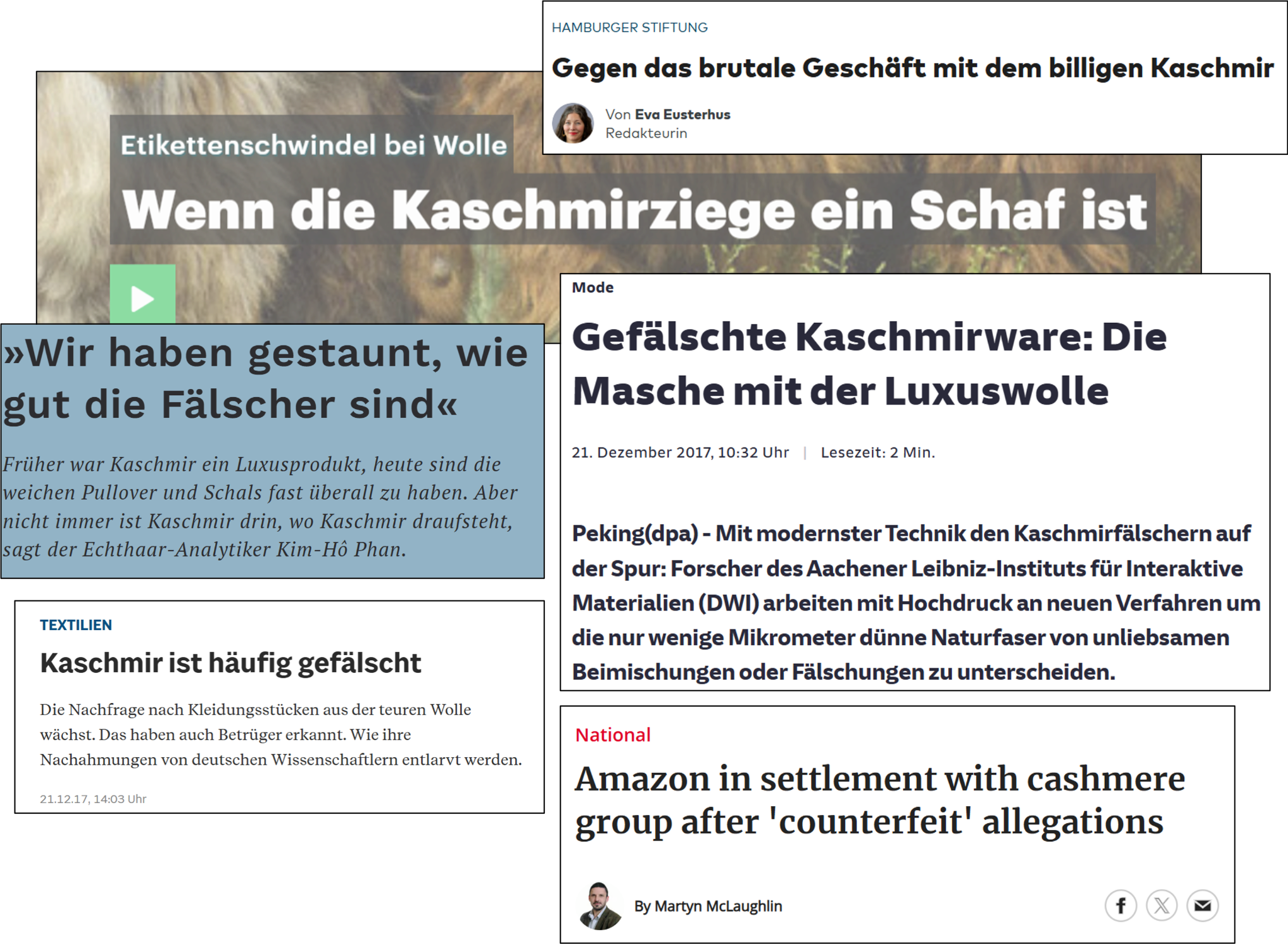 Medienbeispiele zu Kaschmir-Fehlkennzeichnung und Fälschungsrisiken